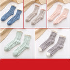 5-pair set of fuzzy thermal socks in blue, beige, peach, mint and gray