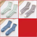 3-pair set of fuzzy thermal socks in mint, gray and blue