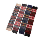 Fuzzy thigh high leg warmers in all colours, four colours laid out side by side