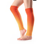 Orange gradient knit leg warmers, ombre knit, side view