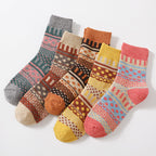 Nordic pattern wool blend socks in the dots design, 5-pair pack laid out