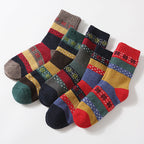 Nordic pattern wool blend socks, 5-pair pack laid out