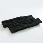 Black over the knee leg warmers, flat lay of the cable knit pair
